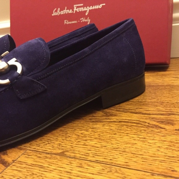 men\'s Ferragamo Loafers blue suede main image 6
